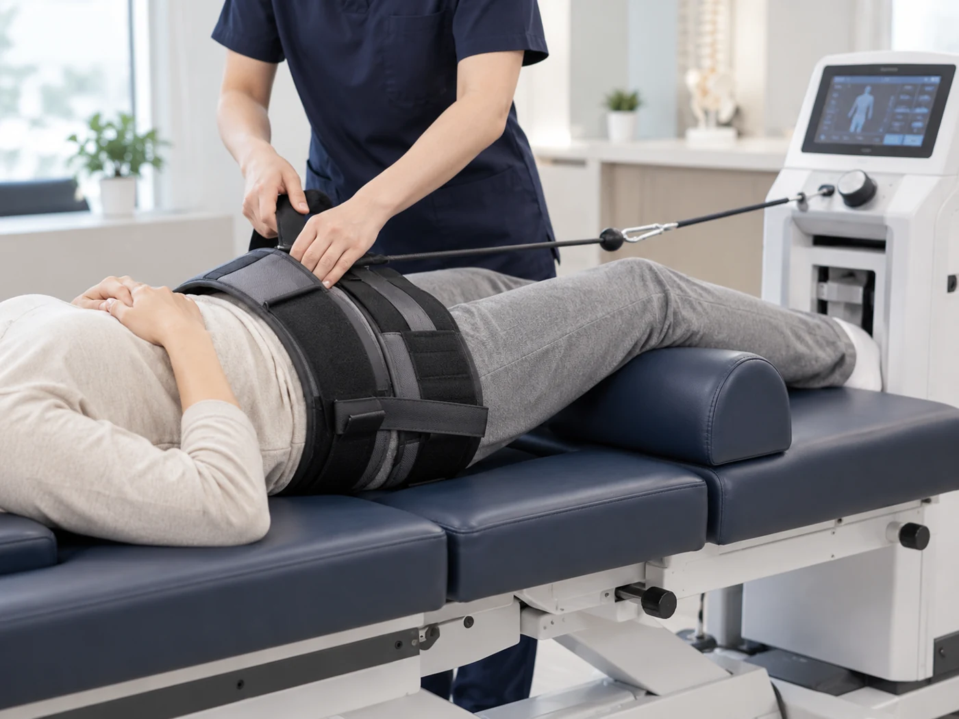 척추 견인치료 장면